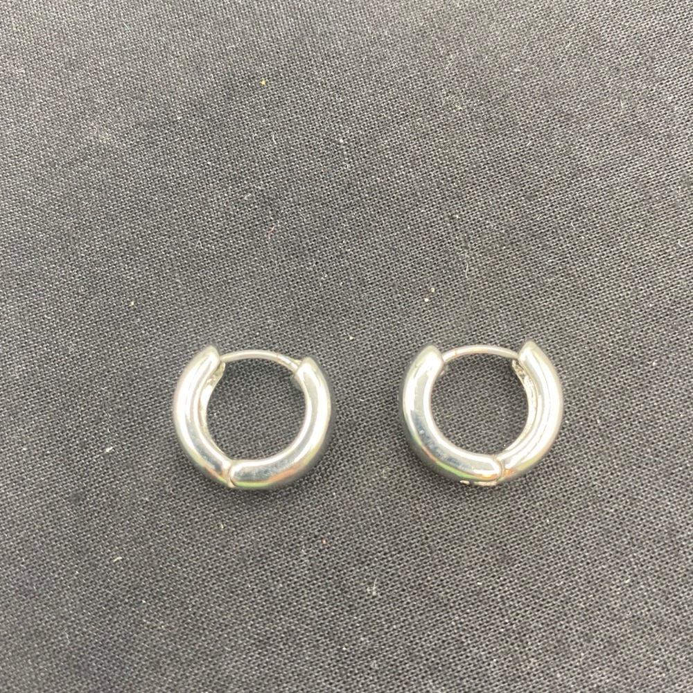 Hoop Earrings Women Huggie Silver Toned Polished Chunky Hinge Hoops Stainless?